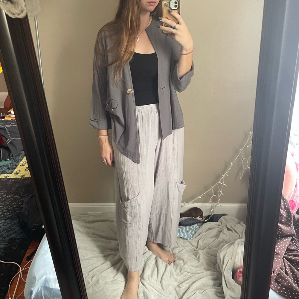 Gray Women's Matching Artsy Hippie Lounge Set